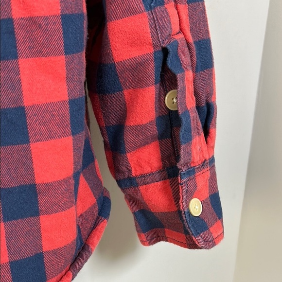 J Crew Mens Shacket Sherpa Lined Red and Blue Plaid Jacket Outdoor Fleece Sz L - Picture 8 of 11